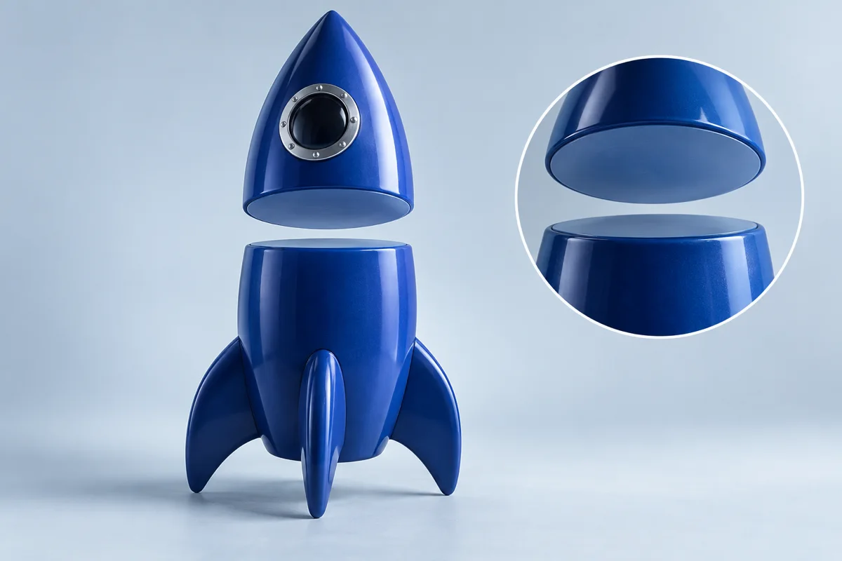 A 3D model separated into distinct editable parts